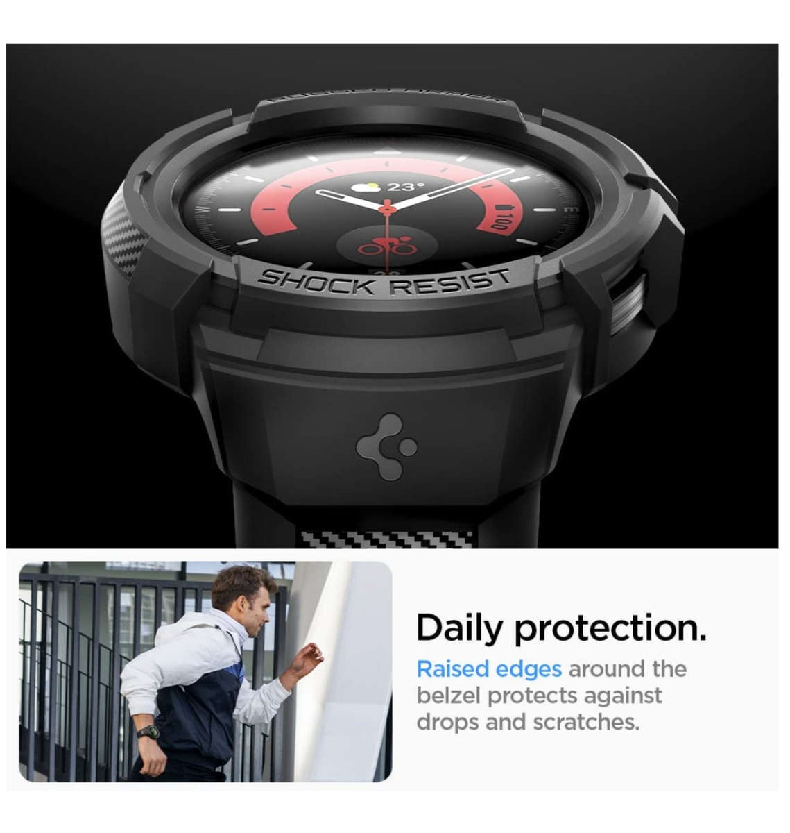 SAMSUNG GALAXY WATCH 5 PRO PREMIUM RUGGED ARMOR PRO CASE 45MM BLACK | SPIGEN
