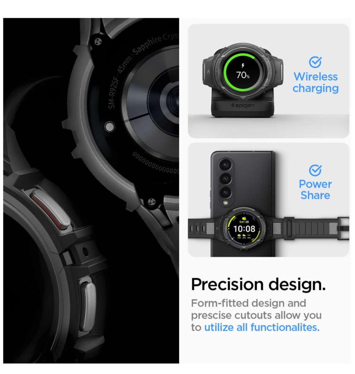 SAMSUNG GALAXY WATCH 5 PRO PREMIUM RUGGED ARMOR PRO CASE 45MM BLACK | SPIGEN