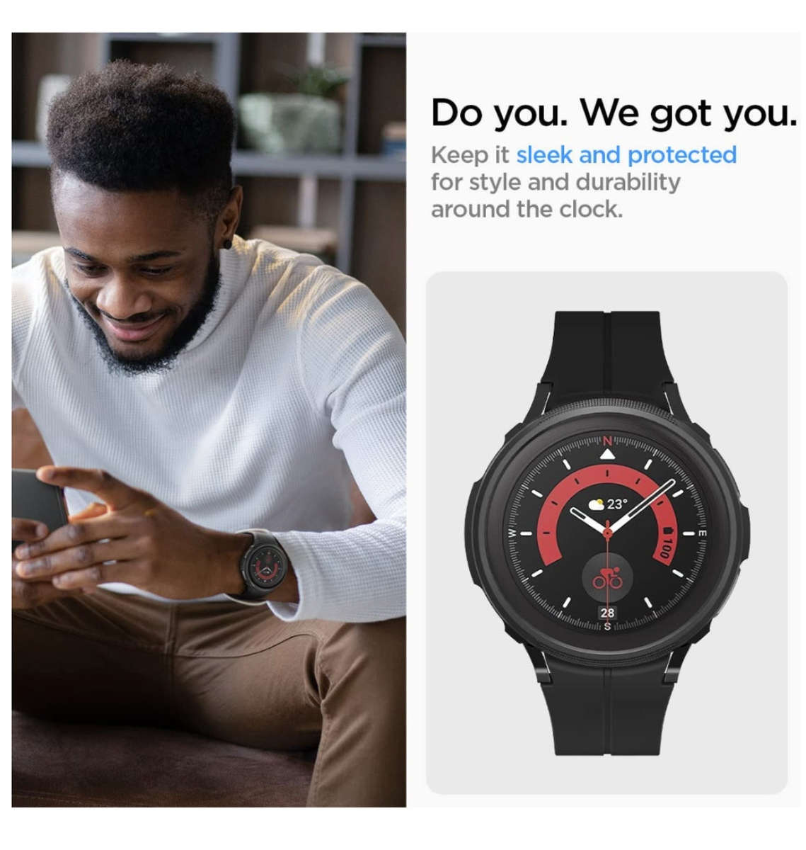 SAMSUNG GALAXY WATCH 5 PRO PREMIUM LIQUID AIR ARMOR CASE 45MM MATTE BLACK | SPIGEN