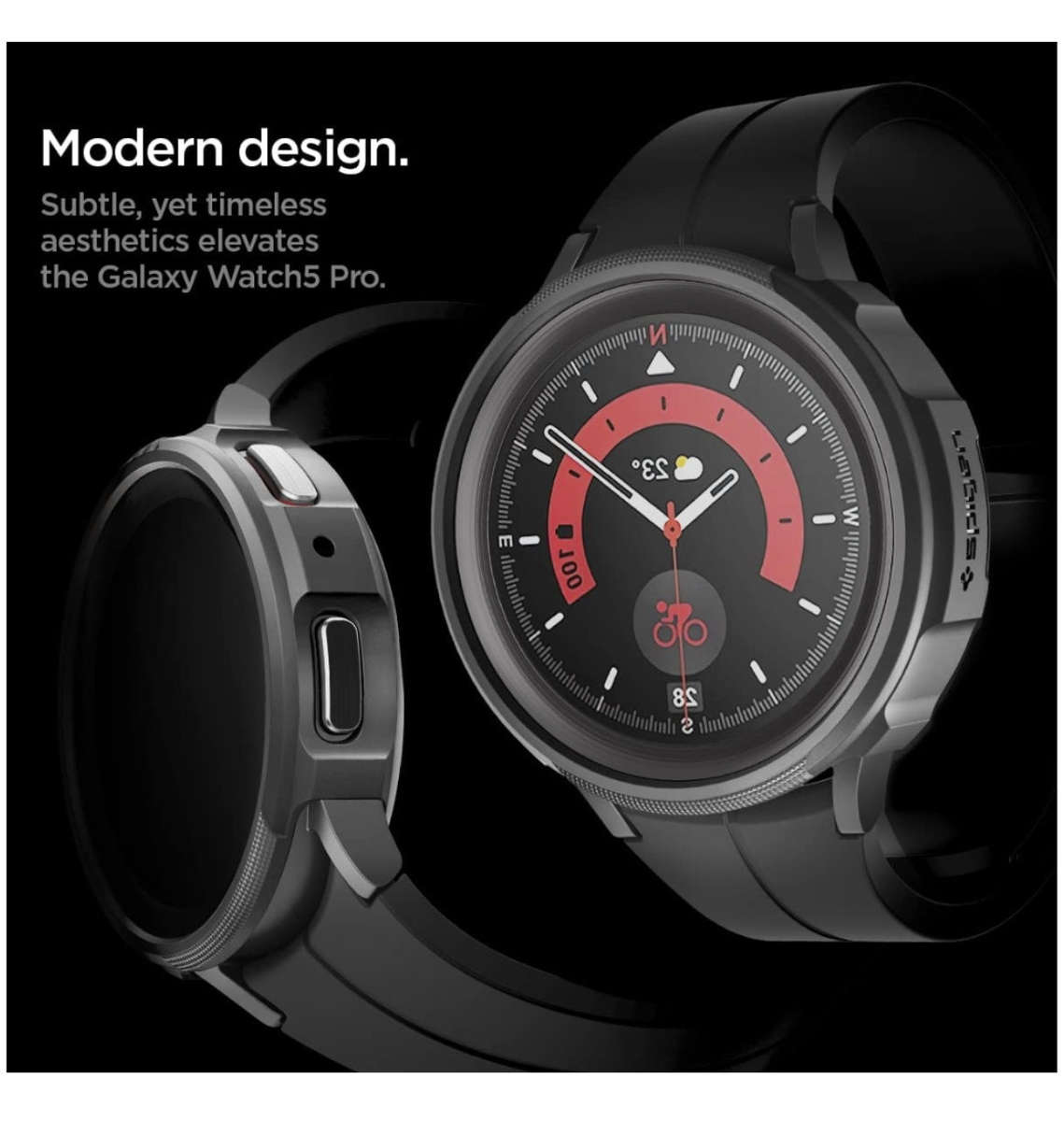 SAMSUNG GALAXY WATCH 5 PRO PREMIUM LIQUID AIR ARMOR CASE 45MM MATTE BLACK | SPIGEN