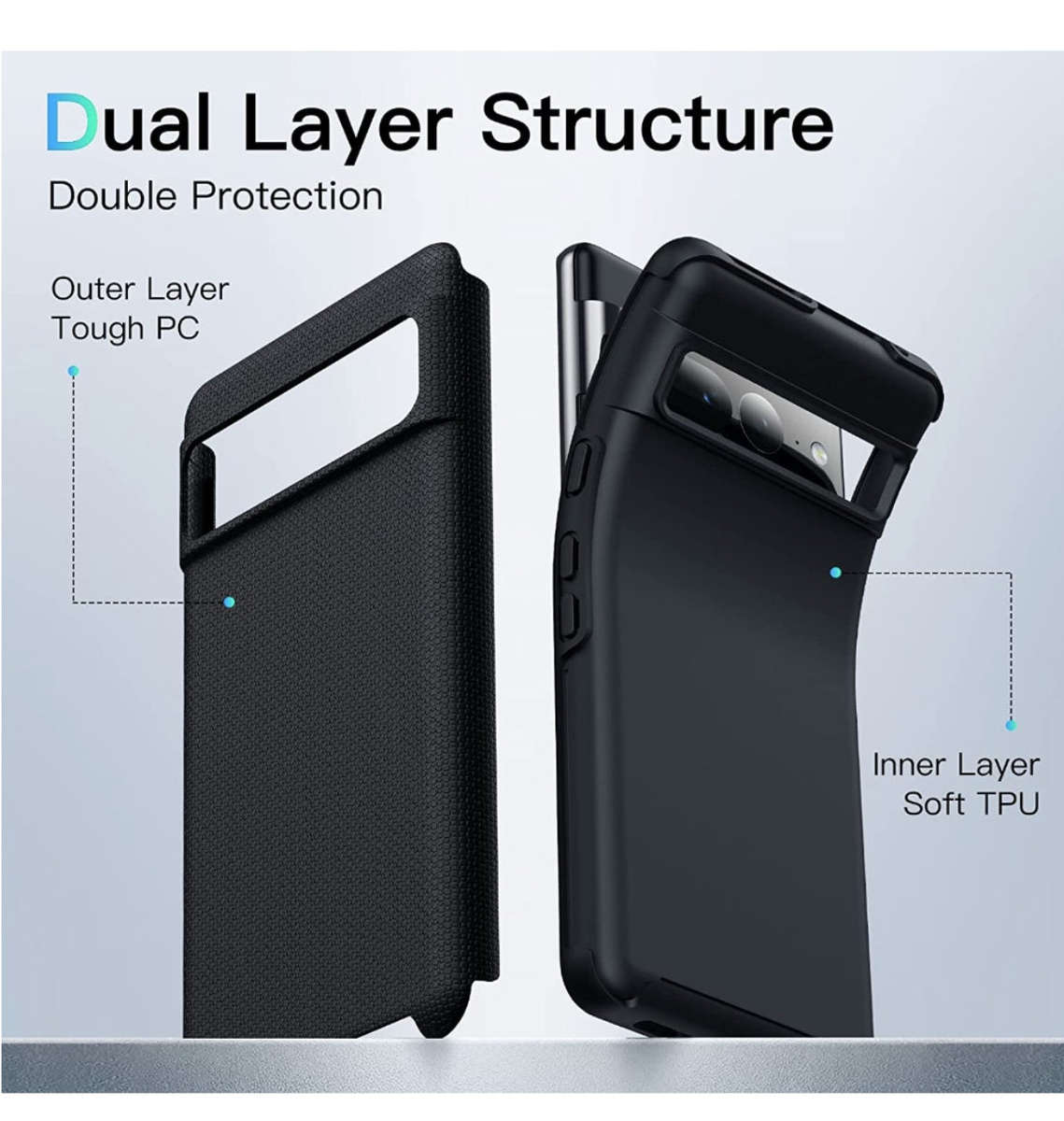 GOOGLE PIXEL 7 PRO GUARDIAN SERIES DUAL LAYER PROTECTIVE CASE BLACK | MEIFIGNO