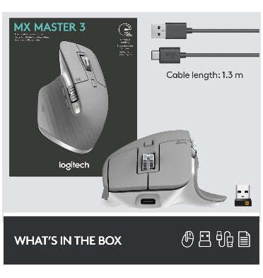 LOGITECH MX MASTER 3 WIRELESS MOUSE GREY
