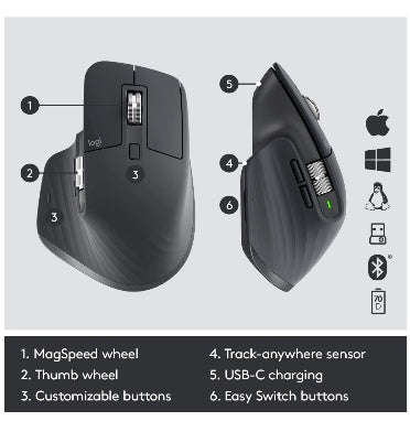 LOGITECH MX MASTER 3 WIRELESS MOUSE GRAPHITE