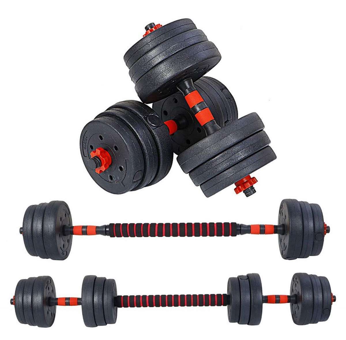 30kg Indoor Gym Weightlifting Adjustable Barbell & Dumbbells