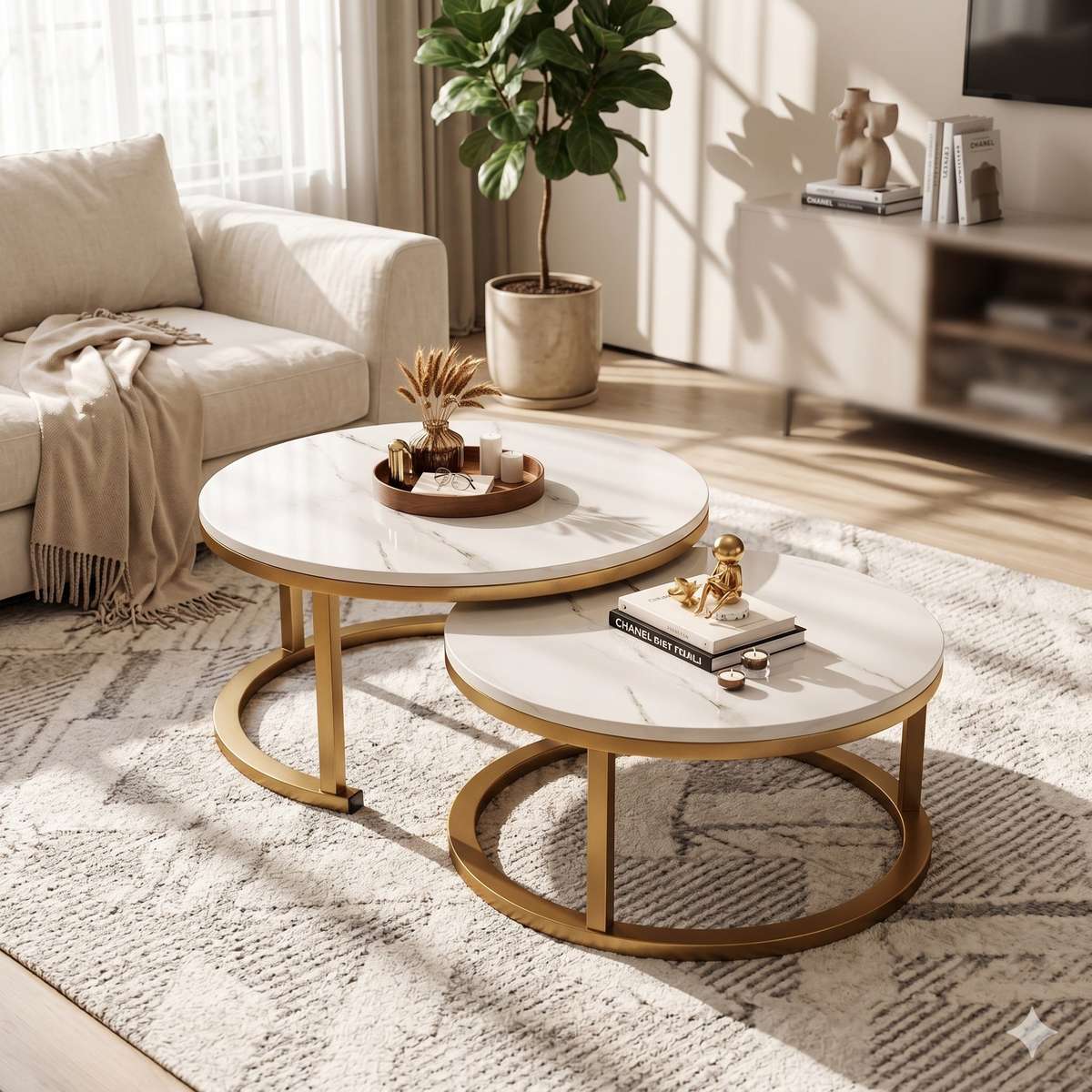 Modern Round Nesting Coffee Table Set of 2