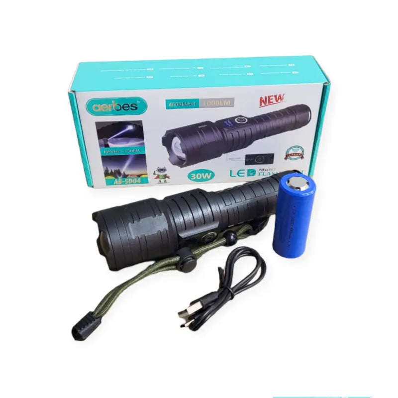 30W Telescopic Bright Flashlight 1000M Range