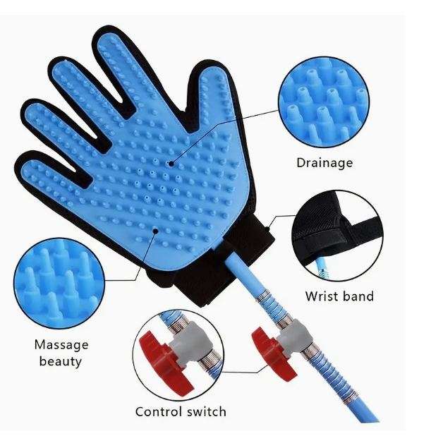 Pet Bath Massage Glove With Hose Pipe