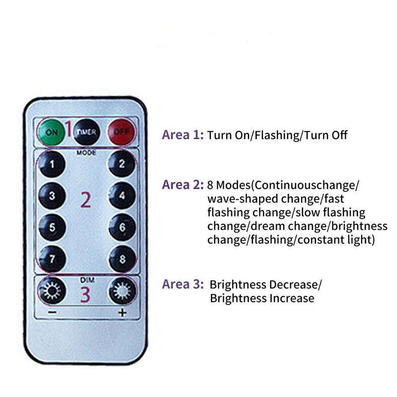 3x2M Remote Control Copper Wire Fairy Curtain Light With