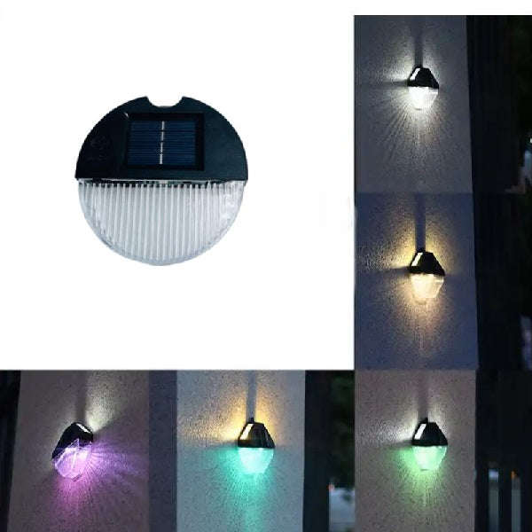 2 PCS Warm White And Multicolor Solar Powered Wall Lamp