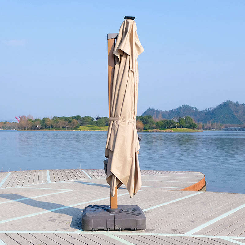 3M Patio Garden Cantilever Umbrella With Lights & Water Base Stand