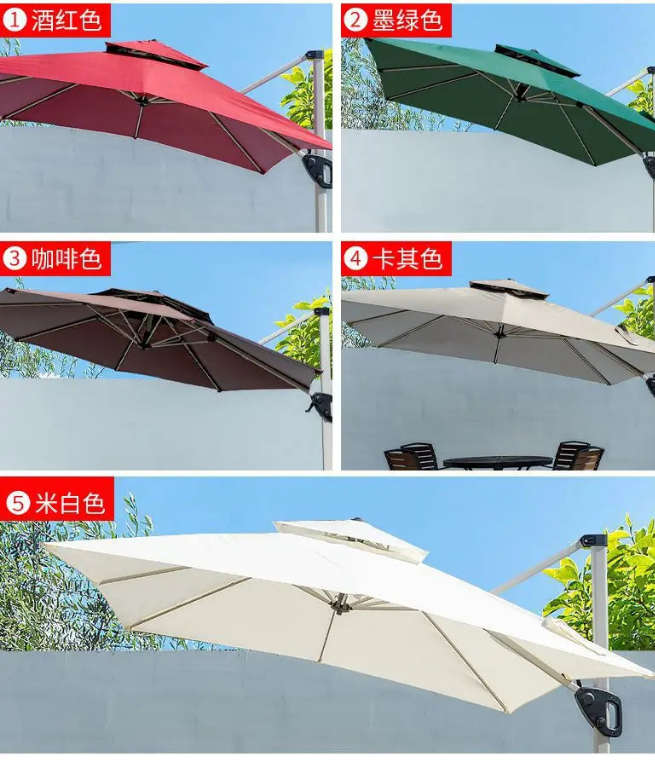 3M Patio Garden Cantilever Umbrella With Lights & Water Base Stand