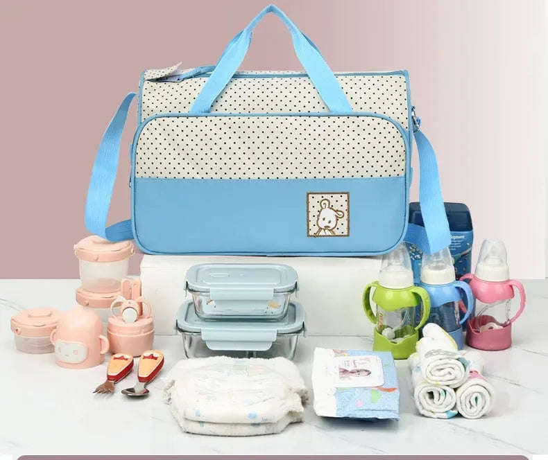 5 in 1 Mom & Baby Diaper Bag Nappy Travel Accessory