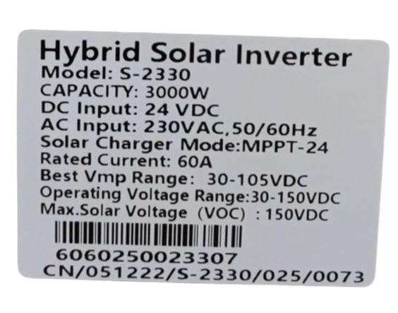 Hybrid inverter 3kva 3000w 24v Sun solar Germany technology