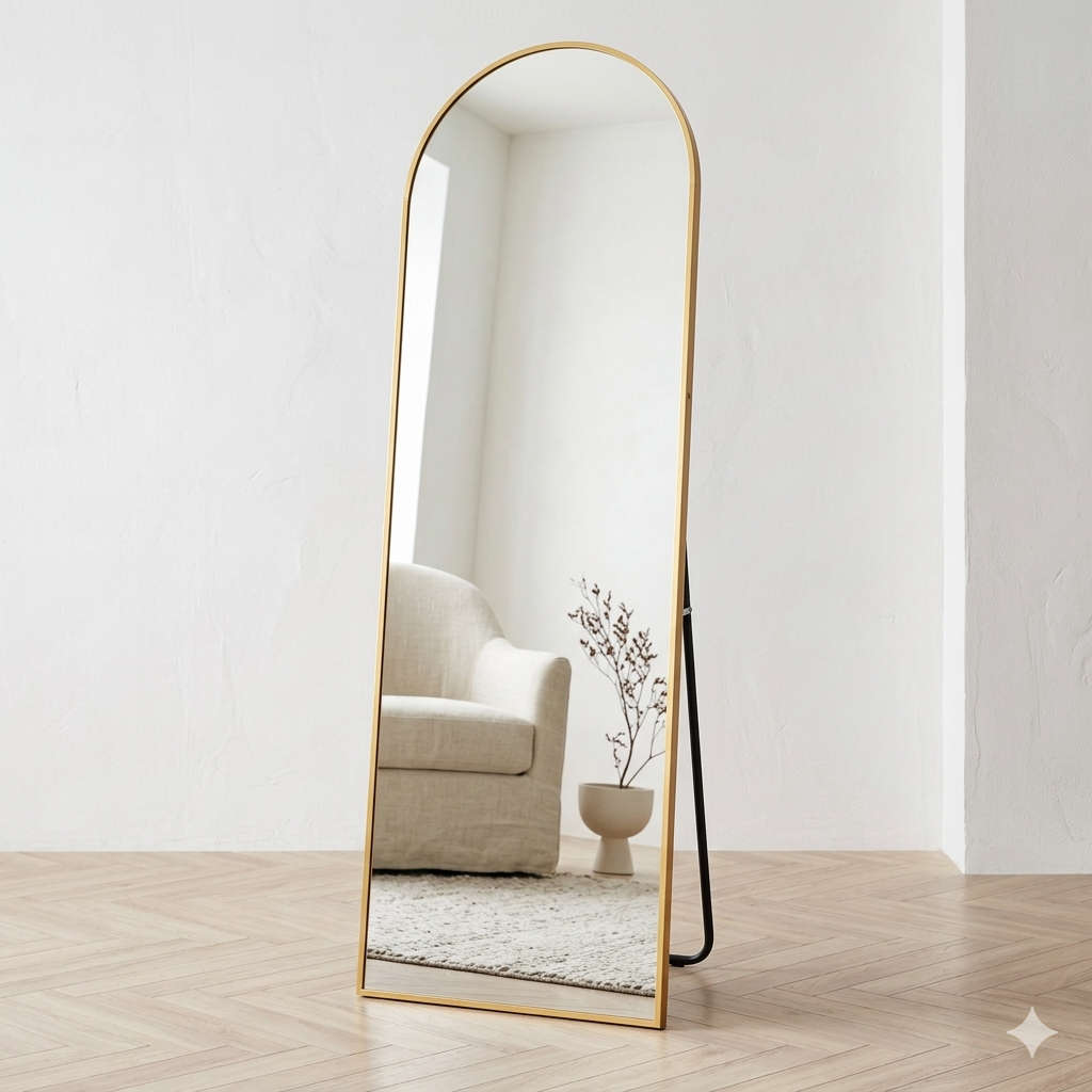 Freestanding Full Length Mirror with Black or Gold Frame