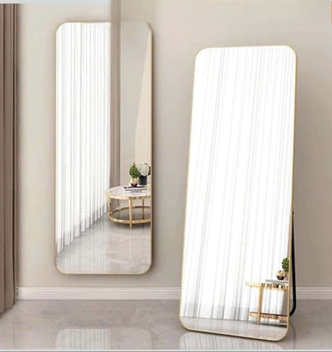 Freestanding Rectangular Mirror with Gold Frame 55cm