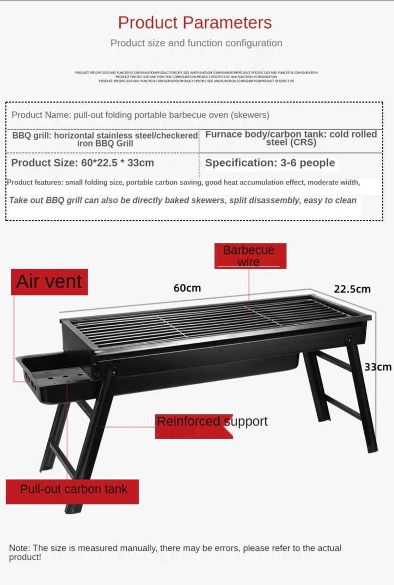 Portable BBQ Braai Stand  Foldable Charcoal Grill for Camping & Outdoor
