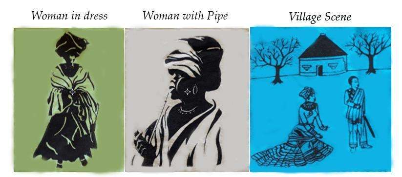 Ncebetha Apron - Cream / Woman with Pipe