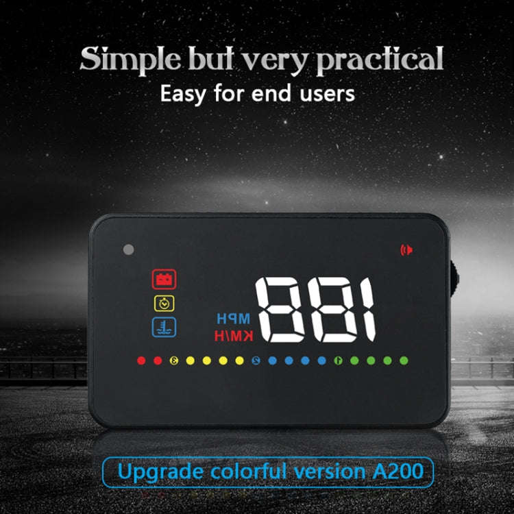 A200 OBD2 3.5 inch Vehicle-mounted Head Up Display Security System, Support Car Speed / Engine Re...