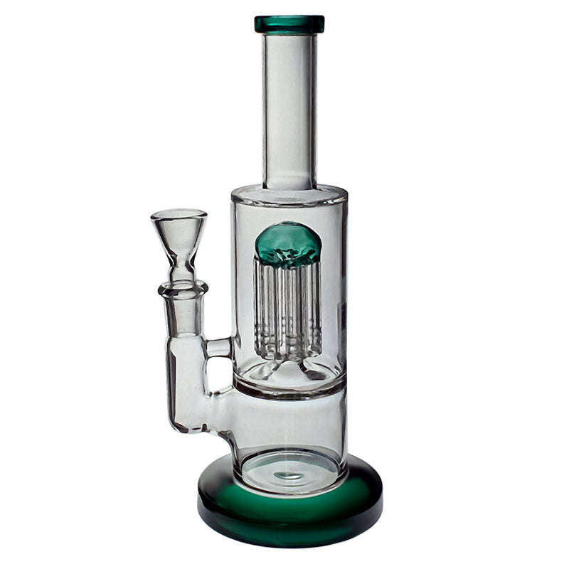 Two-chamber clear glass bong with a Tree percolator - Teal
