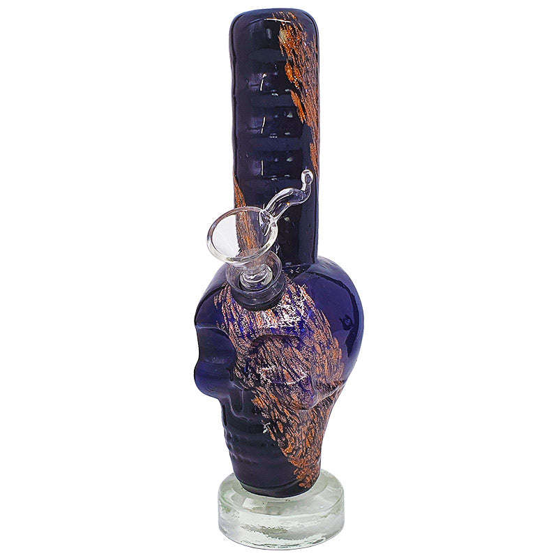 BG824 SKULL COLOUR GLASS BONG - 21 cm / Blue / Glass