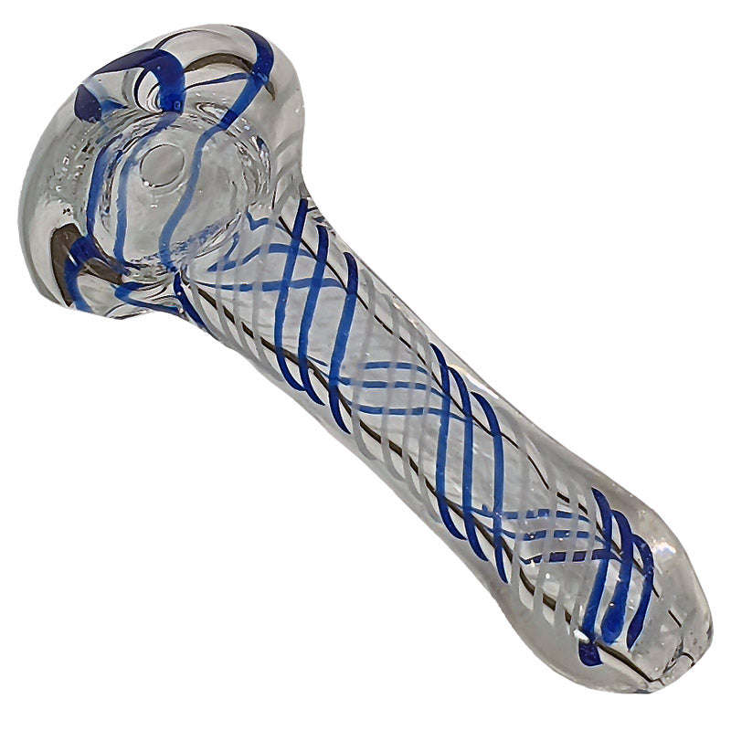 Glass smoking spoon pipe - 9CM / Blue and White / Glass
