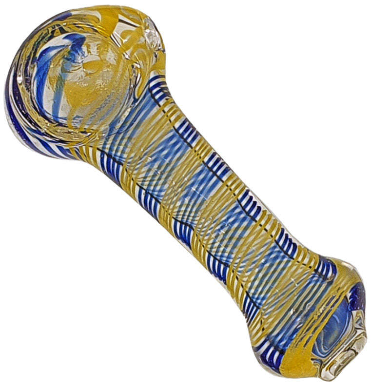 Glass smoking spoon pipe - 9CM / Blue and White / Glass