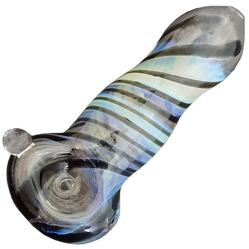 SP054: Outside Colour Spoon Pipe - 9cm / GREEN / glass