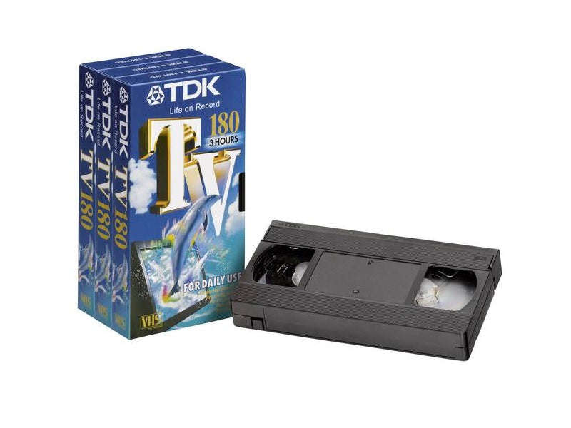 TDK E-180 VHS Video Cassette Tape - 180 Minute, Super Finavinx Dual-Layer Coating