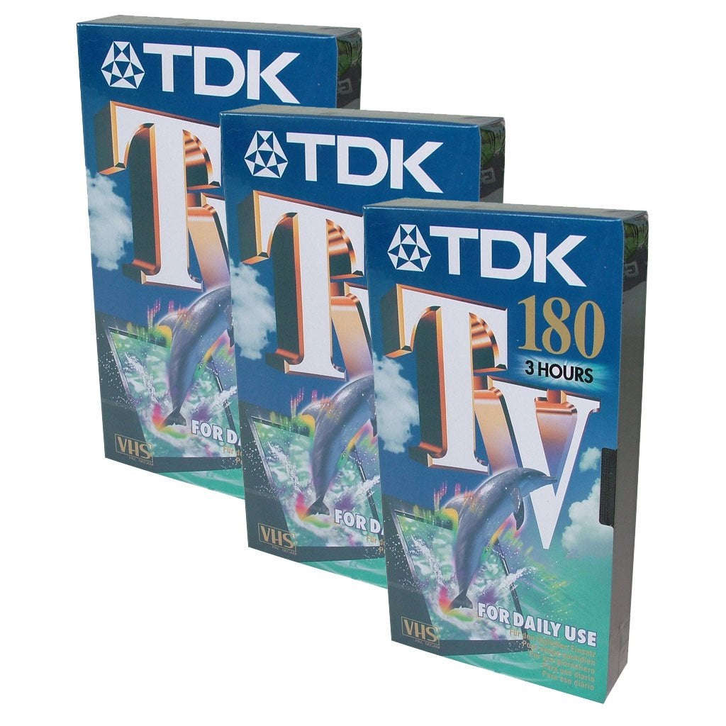 TDK E-180 VHS Video Cassette Tape - 180 Minute, Super Finavinx Dual-Layer Coating