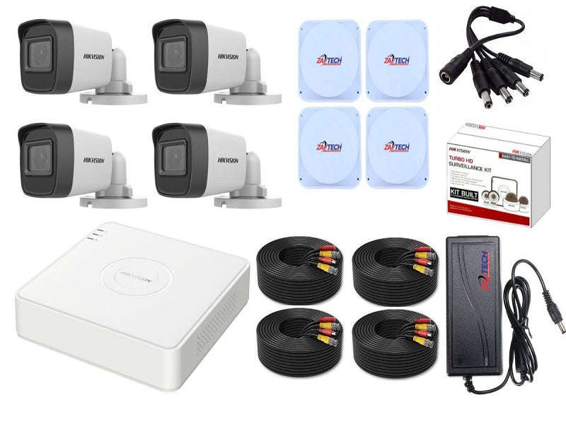 Hikvision 4CH 2MP Bullet CCTV Kit - 4 Cameras, 20m Cables, No HDD
