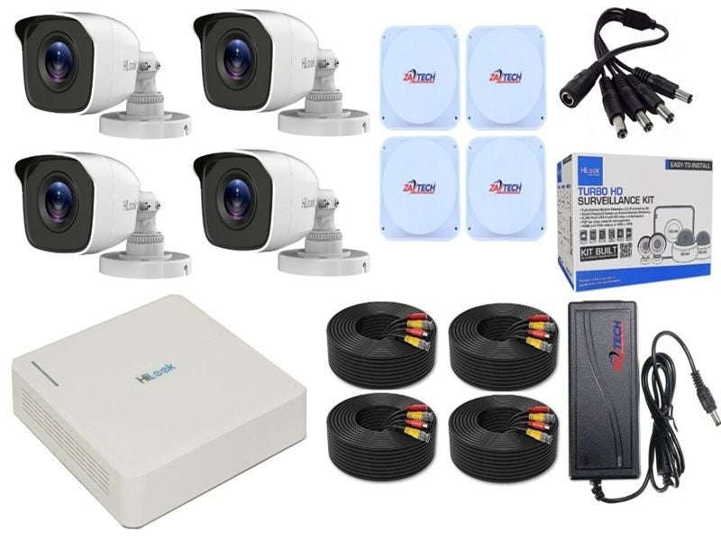 HiLook 4CH 2MP Bullet CCTV Kit - DVR, 4 Cameras, 20m Cables, No HDD