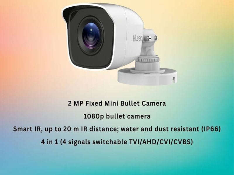 HiLook 4CH 2MP Bullet CCTV Kit - DVR, 4 Cameras, 20m Cables, No HDD