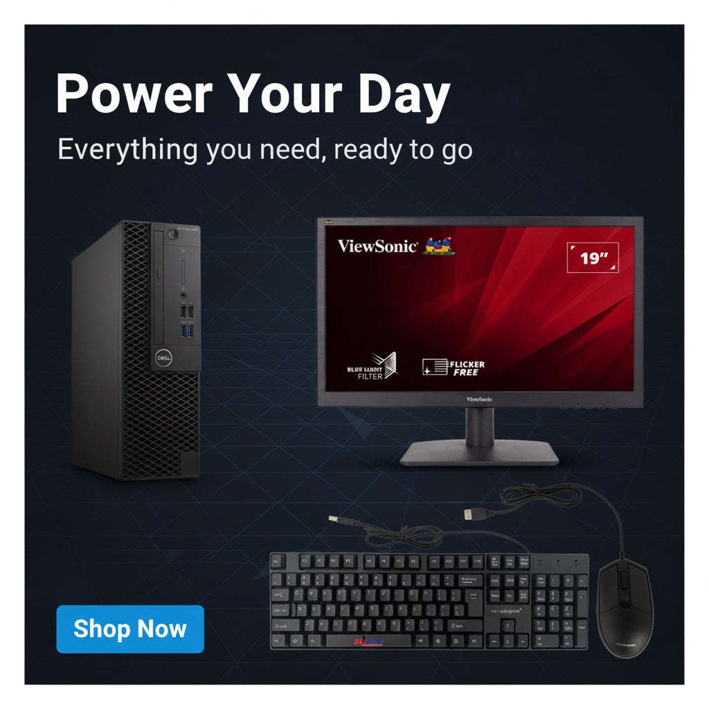 Dell OptiPlex 3060 i5 8th Gen + ViewSonic 19" Monitor Bundle - 8GB, 240GB SSD (Ex-Demo)