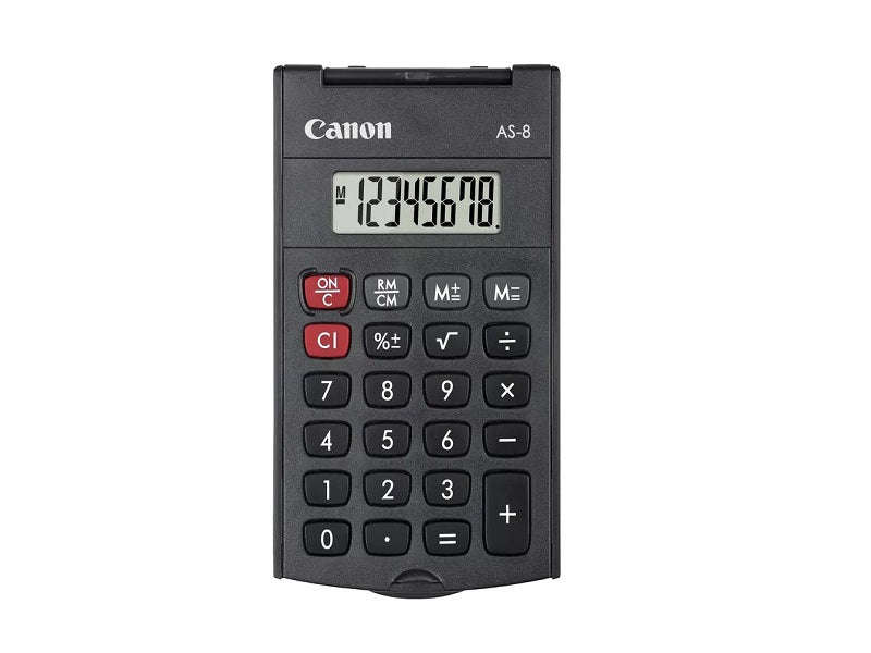 Canon AS-8 Handheld Pocket Calculator - 8-Digit, Folding Cover, Dark Grey (4598B001)