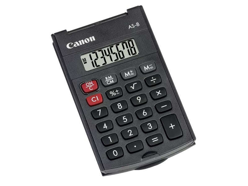 Canon AS-8 Handheld Pocket Calculator - 8-Digit, Folding Cover, Dark Grey (4598B001)