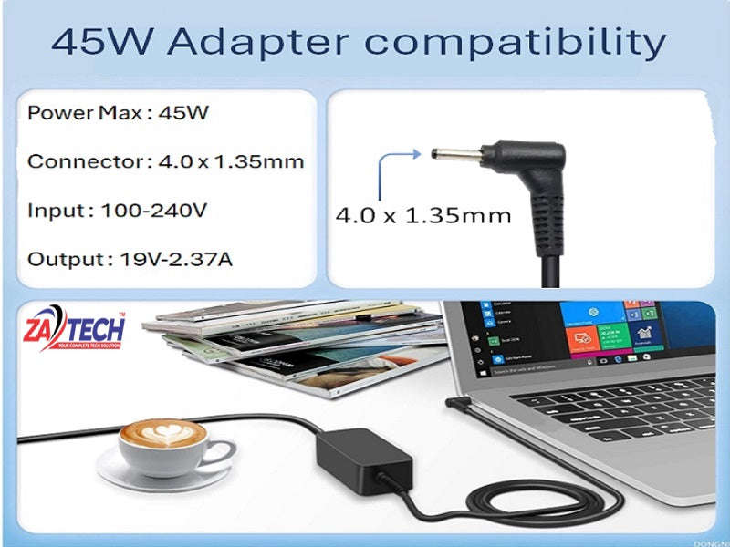 Asus Laptop Charger 19V 2.37A 45W - 4.0 x 1.35mm Connector, Replacement AC Adapter
