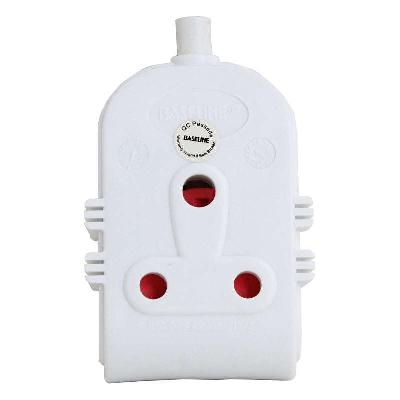 Double Janus Coupler 2-Way 3-Pin Plug Adaptor - 250V, 16A, 3500W, Shuttered White