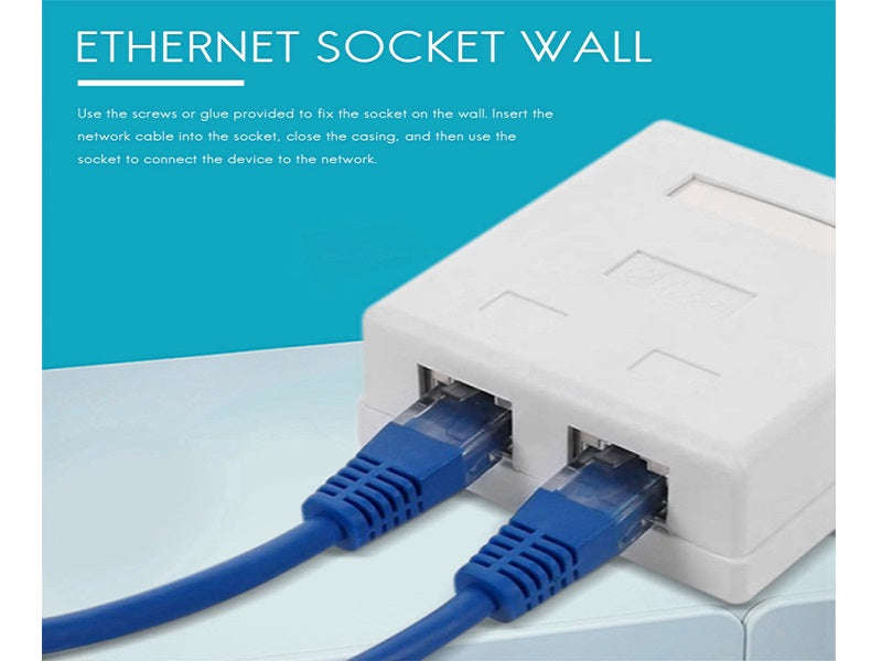 CAT6 Shielded Dual Port Surface Mount Wall Box - 2x RJ45 FTP Krone (CAT6S-BOX-2)