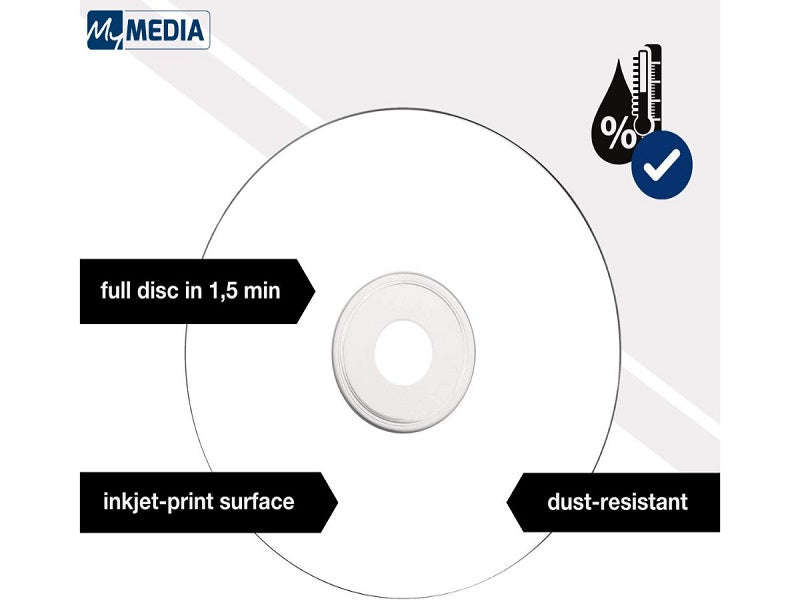 MyMedia CD-R 700MB 52x - Inkjet Printable, 50 Pack Wrap (M69206)