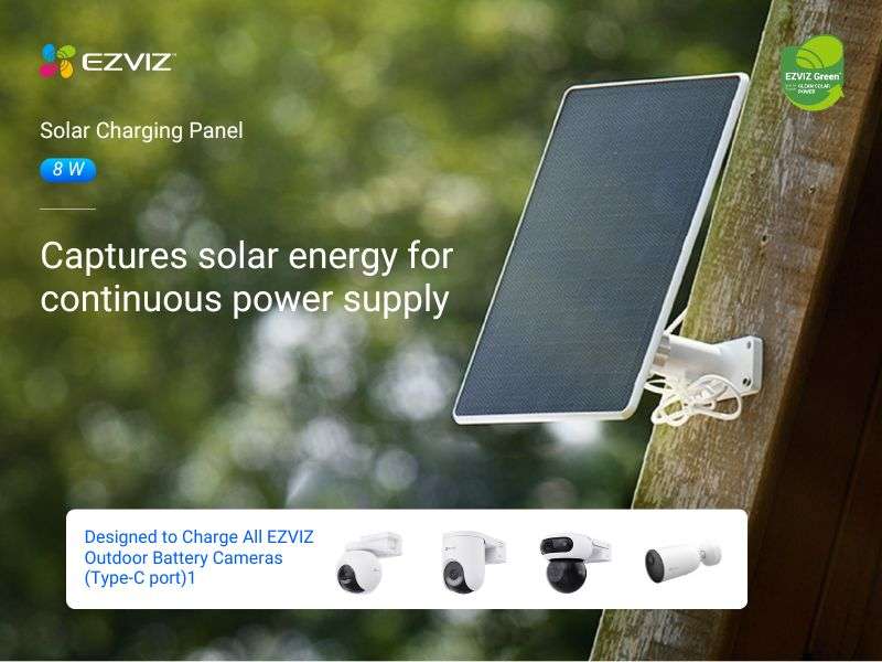EZVIZ CS-PSP8W 8W Solar Panel - Type-C, Monocrystalline, IP65, 3m Cable