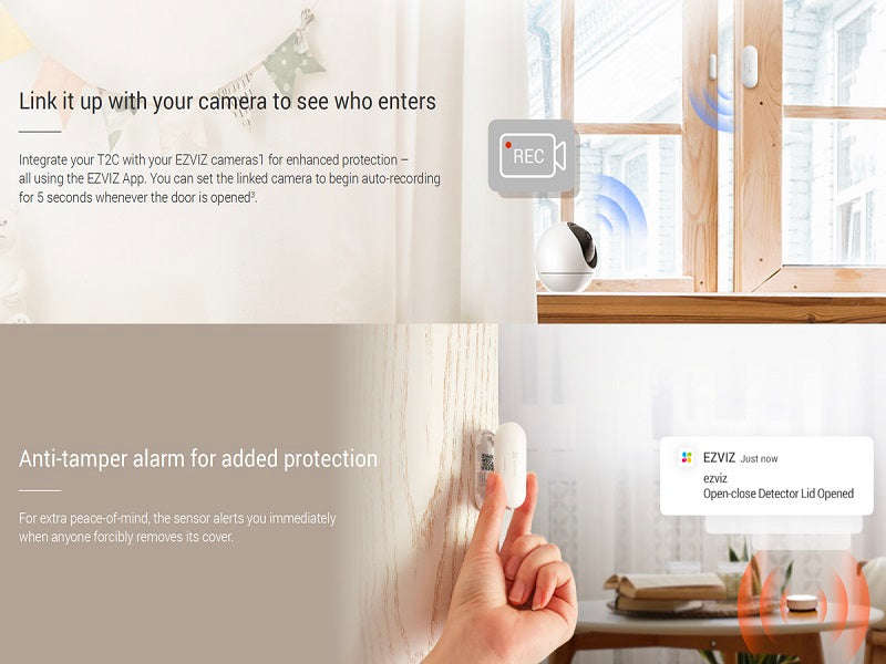 EZVIZ T2C Wireless Door & Window Open/Close Sensor - Zigbee 3.0, 2-Year Battery