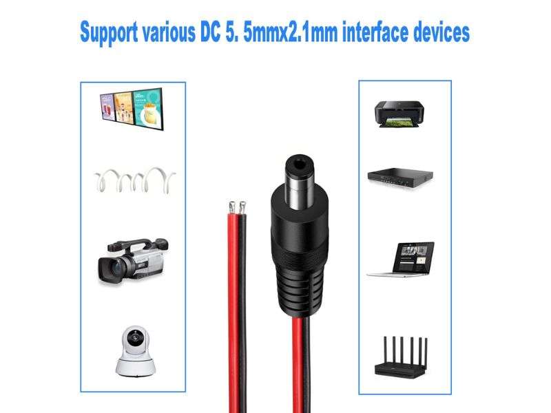 DC Power Cable 5.5x2.1mm Male 25cm - CCTV, LED, Router Pigtail Lead