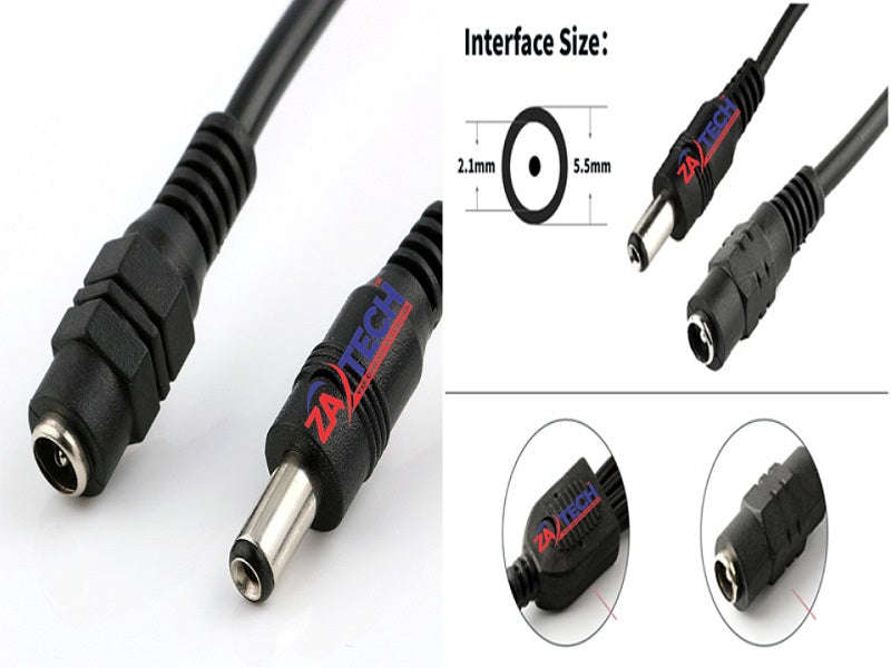 DC Power Splitter Cable 1 Female to 2 Male 5.5x2.1mm (DCW2P) - CCTV & LED