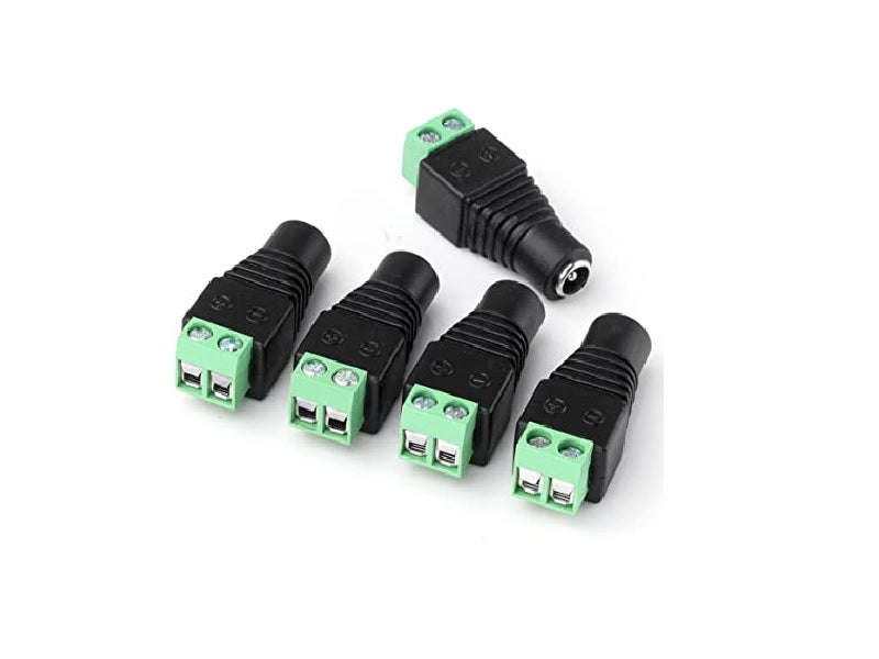 DC Power Female Jack Connector 5.5x2.1mm - CCTV Camera Power Plug Adapter (DCWF)