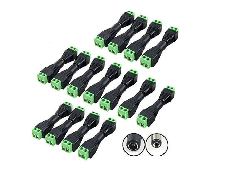 DC Power Female Jack Connector 5.5x2.1mm - CCTV Camera Power Plug Adapter (DCWF)