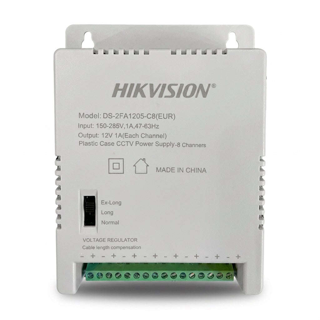 Hikvision DS-2FA1205-C8 8-Channel CCTV Power Supply - 12V DC 1A Per Channel, SMPS