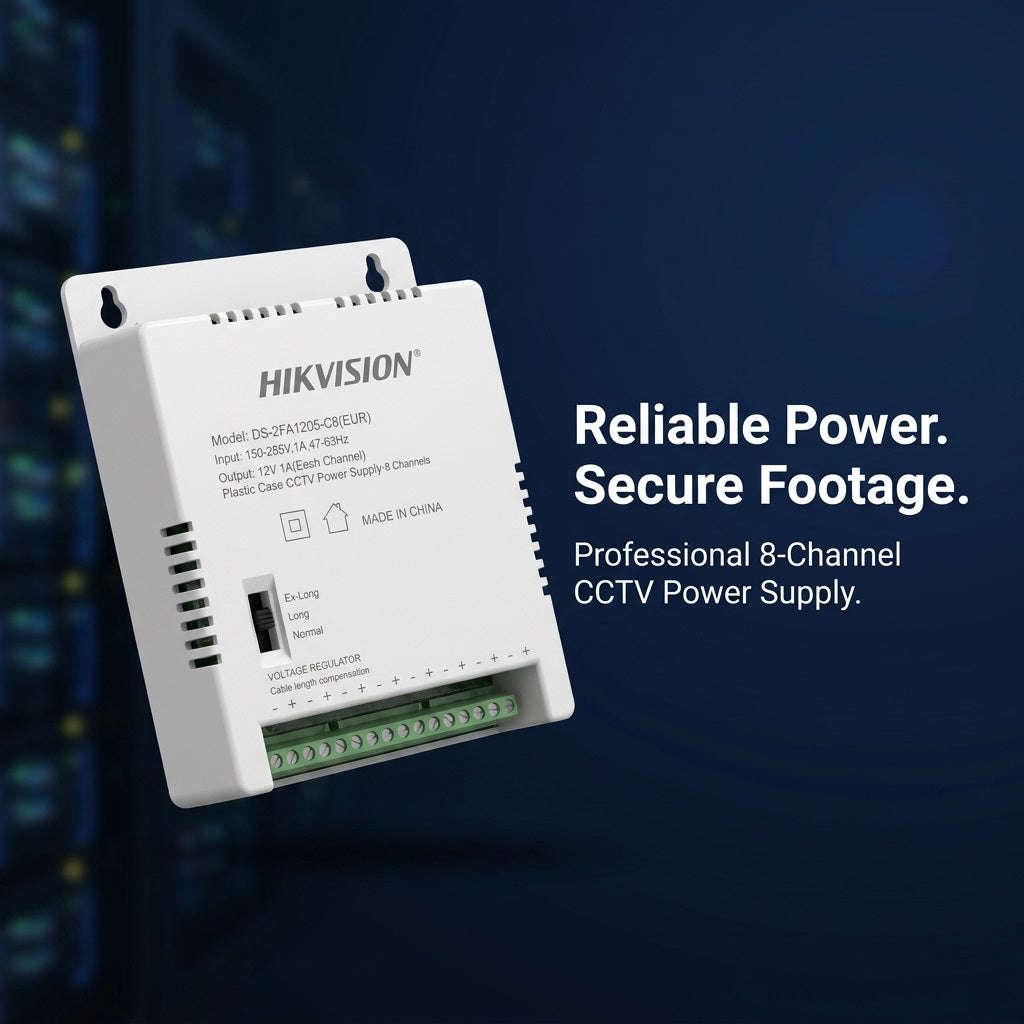 Hikvision DS-2FA1205-C8 8-Channel CCTV Power Supply - 12V DC 1A Per Channel, SMPS
