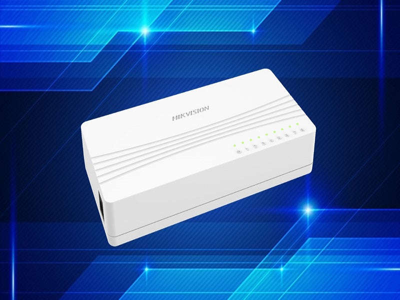 Hikvision DS-3E0108D-E 8-Port Ethernet Switch - 10/100Mbps RJ45, Unmanaged Desktop
