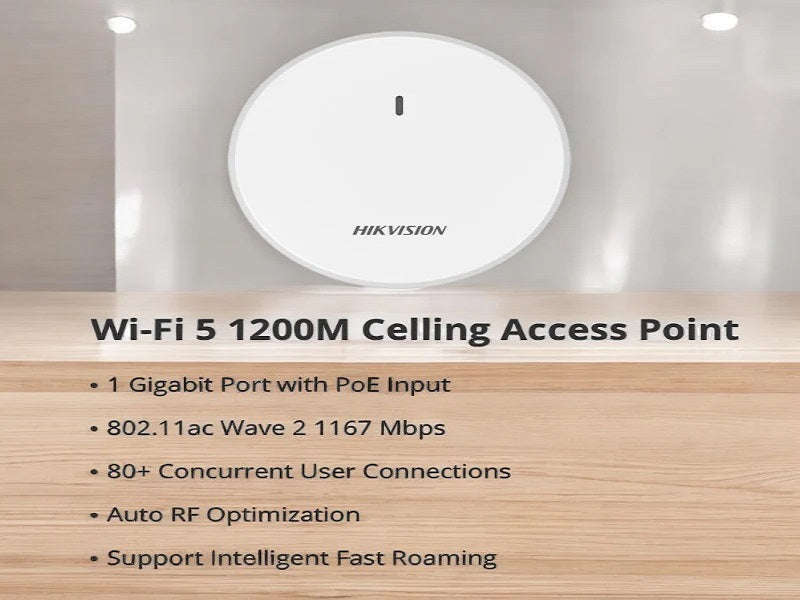 Hikvision DS-3WAP522-SI Wi-Fi 5 Access Point - AC1200, Dual-Band, PoE, Ceiling Mount
