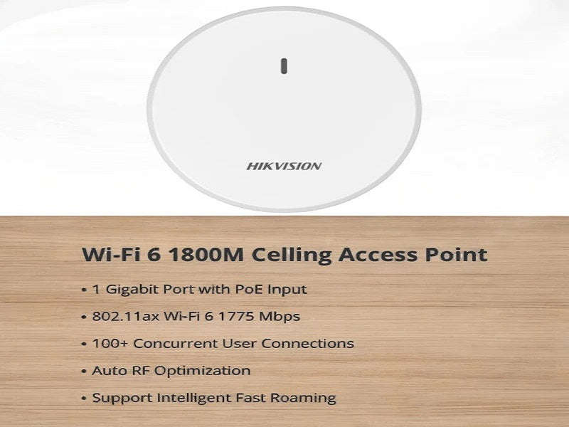Hikvision DS-3WAP622G-SI Wi-Fi 6 Access Point - AX1800, Dual-Band, PoE, Ceiling Mount